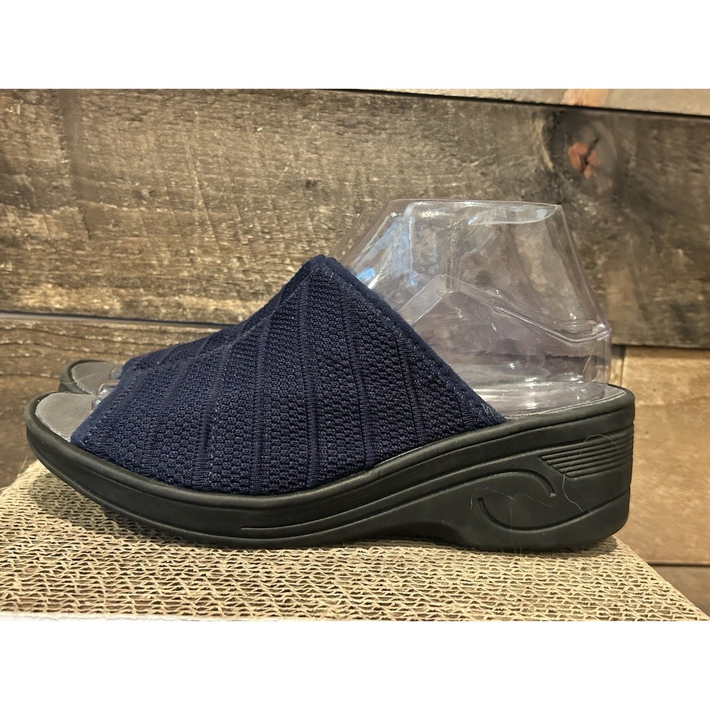 So Lite By Easy Street Blue Slip On Slide Wedge Sandal Women's Shoe‎ Size 7.5 W